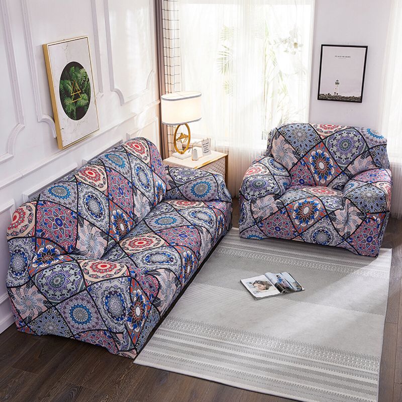 1/2/3/4 Seter Elastisk Stretch Sofa Lenestoltrekk Sliptrekk Bohemian Pattern All-inclusive Sofatrekk