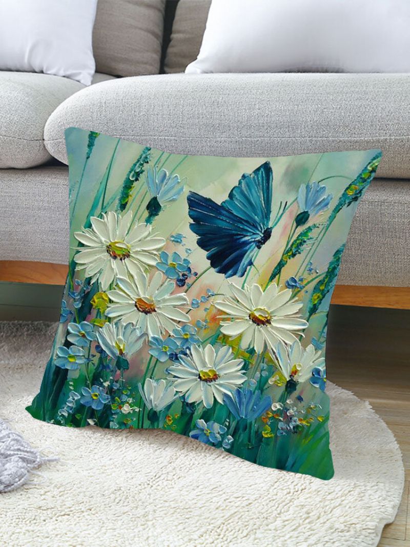 1 Stk Blomsteroljetrykk Putetrekk Home Decor Sofa Stue Bil