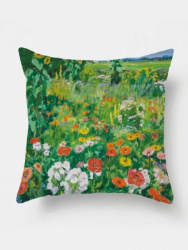 1 Stk Blomsteroljetrykk Putetrekk Home Decor Sofa Stue Bil