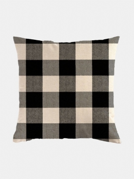 1 Stk Farmhouse Buffalo Plaid Klassisk Rutemønster Lin Putetrekk Hjemmesofa Kunstdekor