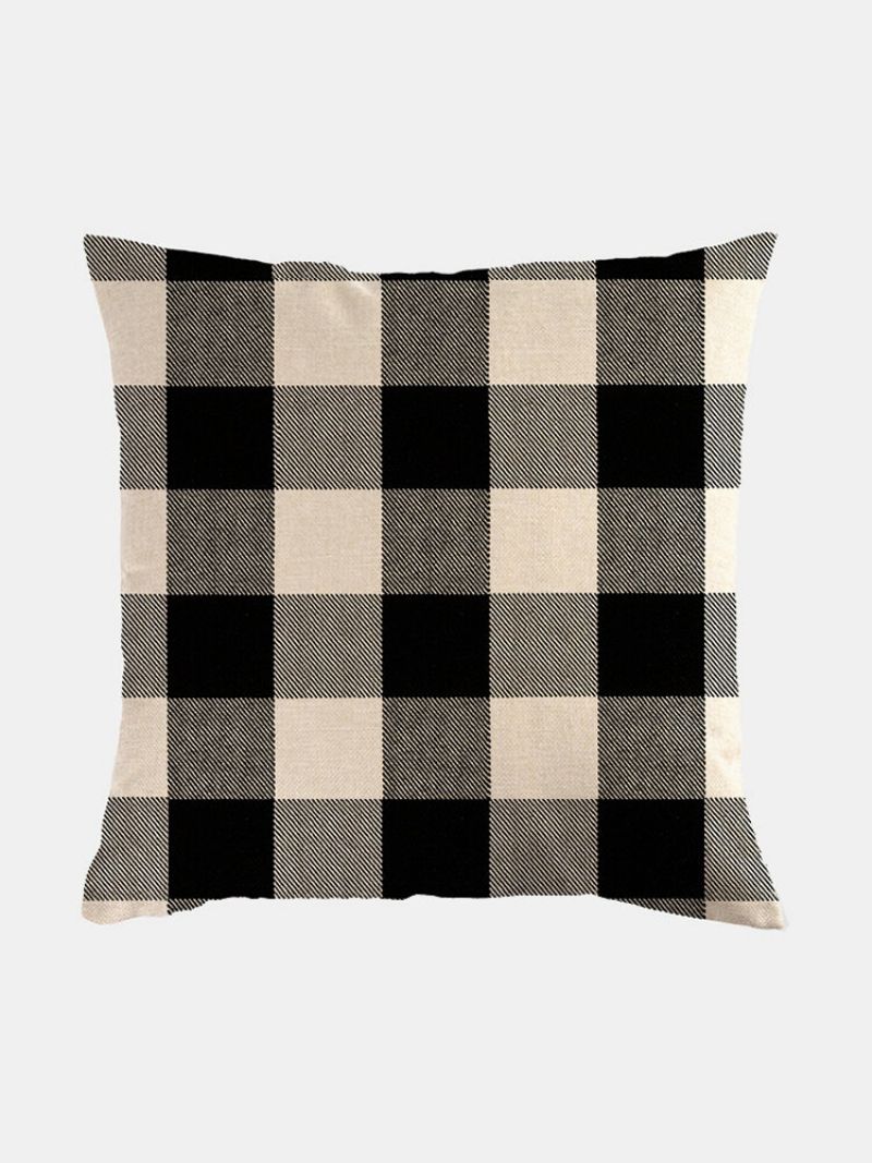 1 Stk Farmhouse Buffalo Plaid Klassisk Rutemønster Lin Putetrekk Hjemmesofa Kunstdekor