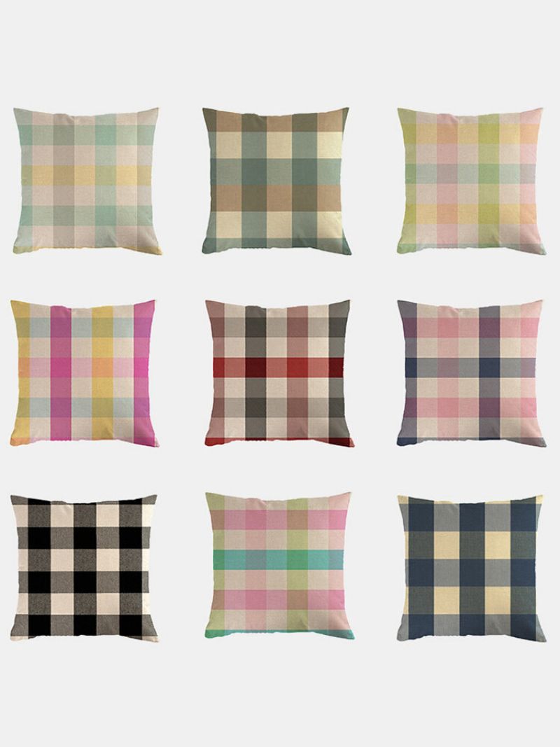 1 Stk Farmhouse Buffalo Plaid Klassisk Rutemønster Lin Putetrekk Hjemmesofa Kunstdekor