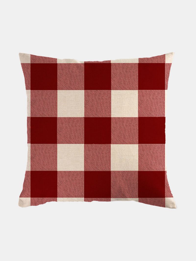 1 Stk Farmhouse Buffalo Plaid Klassisk Rutemønster Lin Putetrekk Hjemmesofa Kunstdekor