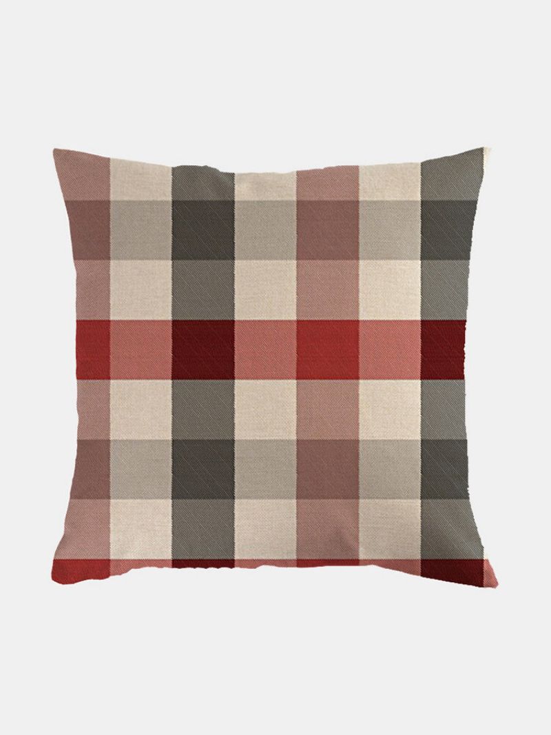 1 Stk Farmhouse Buffalo Plaid Klassisk Rutemønster Lin Putetrekk Hjemmesofa Kunstdekor