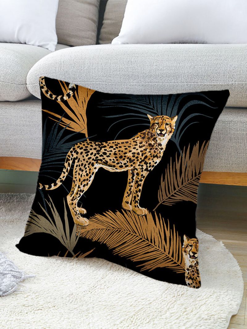 1 Stk Lin Leopard Dekorasjon I Soverom Stue Sofa Putetrekk