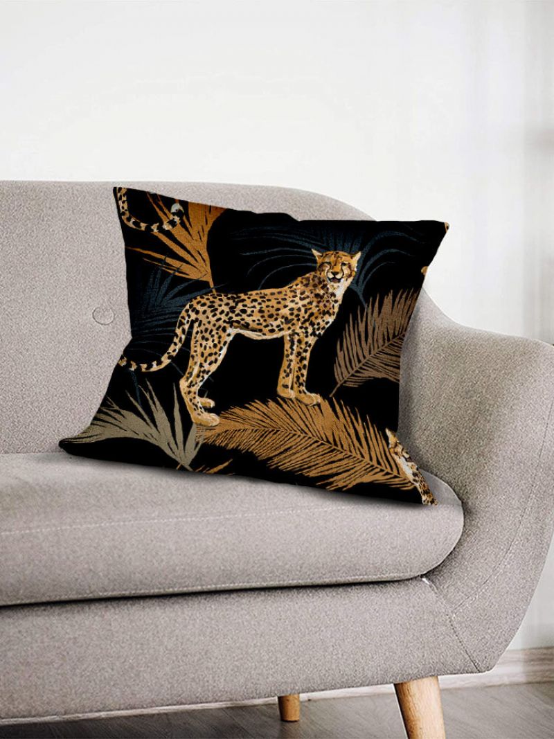 1 Stk Lin Leopard Dekorasjon I Soverom Stue Sofa Putetrekk