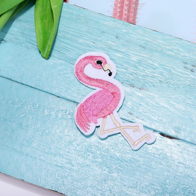 1 Stk Rød Hvit Broderi Flamingo Cloth Paste / Diy Klær Dekor Tilbehør Patch