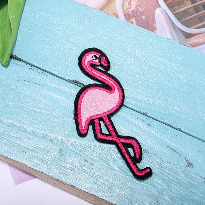 1 Stk Rød Hvit Broderi Flamingo Cloth Paste / Diy Klær Dekor Tilbehør Patch