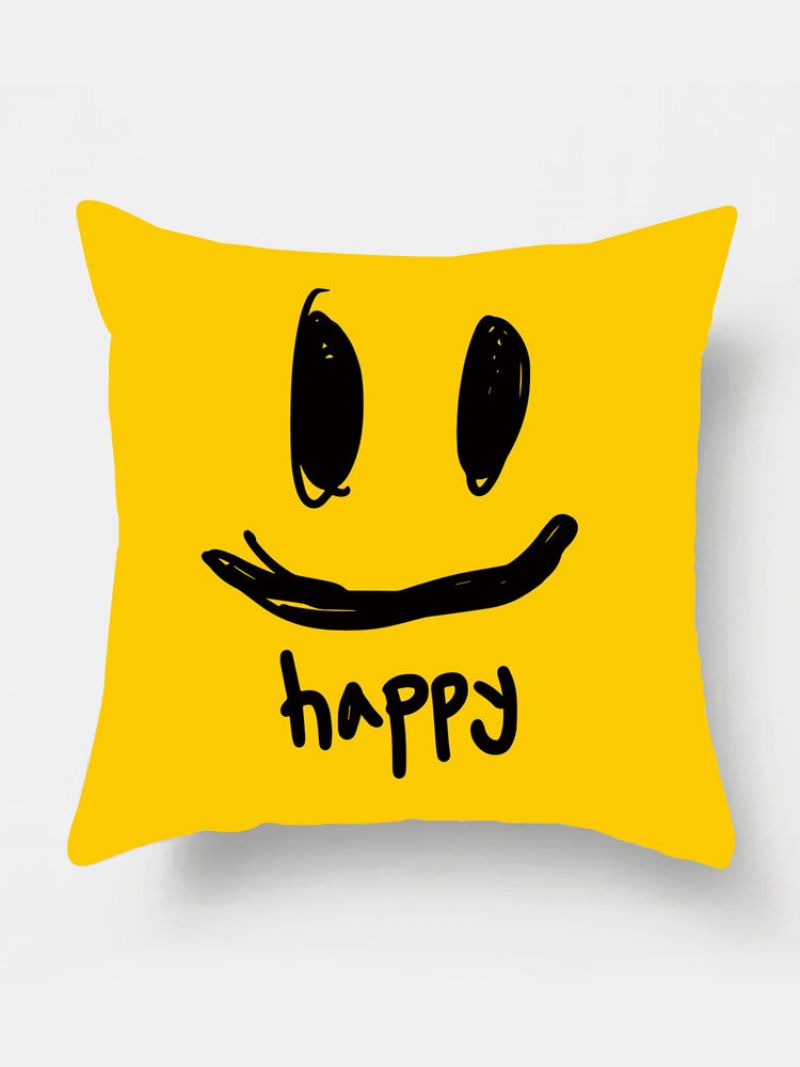 1 Stk Smil Tegneserie Enkelt Trykk Putetrekk Home Decor Sofa Stue Bil