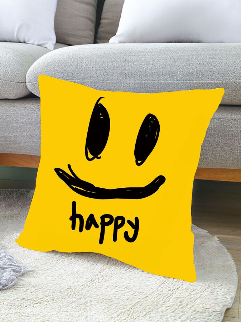 1 Stk Smil Tegneserie Enkelt Trykk Putetrekk Home Decor Sofa Stue Bil