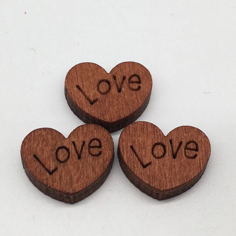 100 Stk Love Retro Button Treknapp Uten Hull Hjerteformet Diy