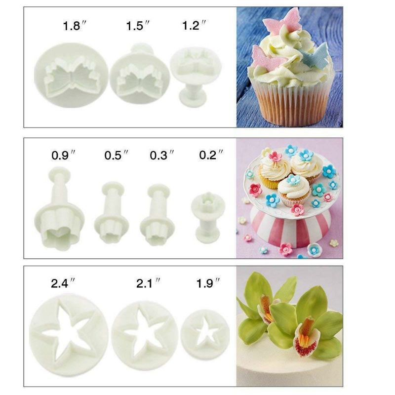 114 Stk Fondant Cutter Cookie Cake Stempel Plast Form Craft Diy 3d Sugarcraft Kjøkkentilbehør Kakedekoreringsverktøy