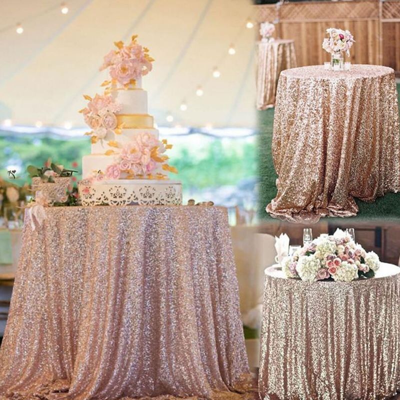 12x120 Tommer Sparkly Rose Gold Shine Paljett Duk Middag Bryllupsfest Dekor