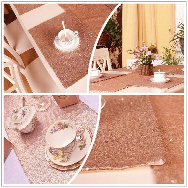 12x120 Tommer Sparkly Rose Gold Shine Paljett Duk Middag Bryllupsfest Dekor