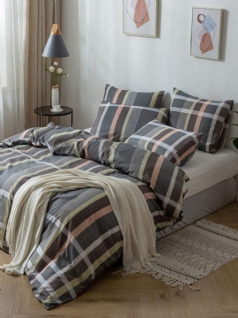 2/3 Stk Stripes Plaid Moderne Kontrastfarge Dynetrekk Sett Putetrekk Voksne Seng Dynesett Twin King