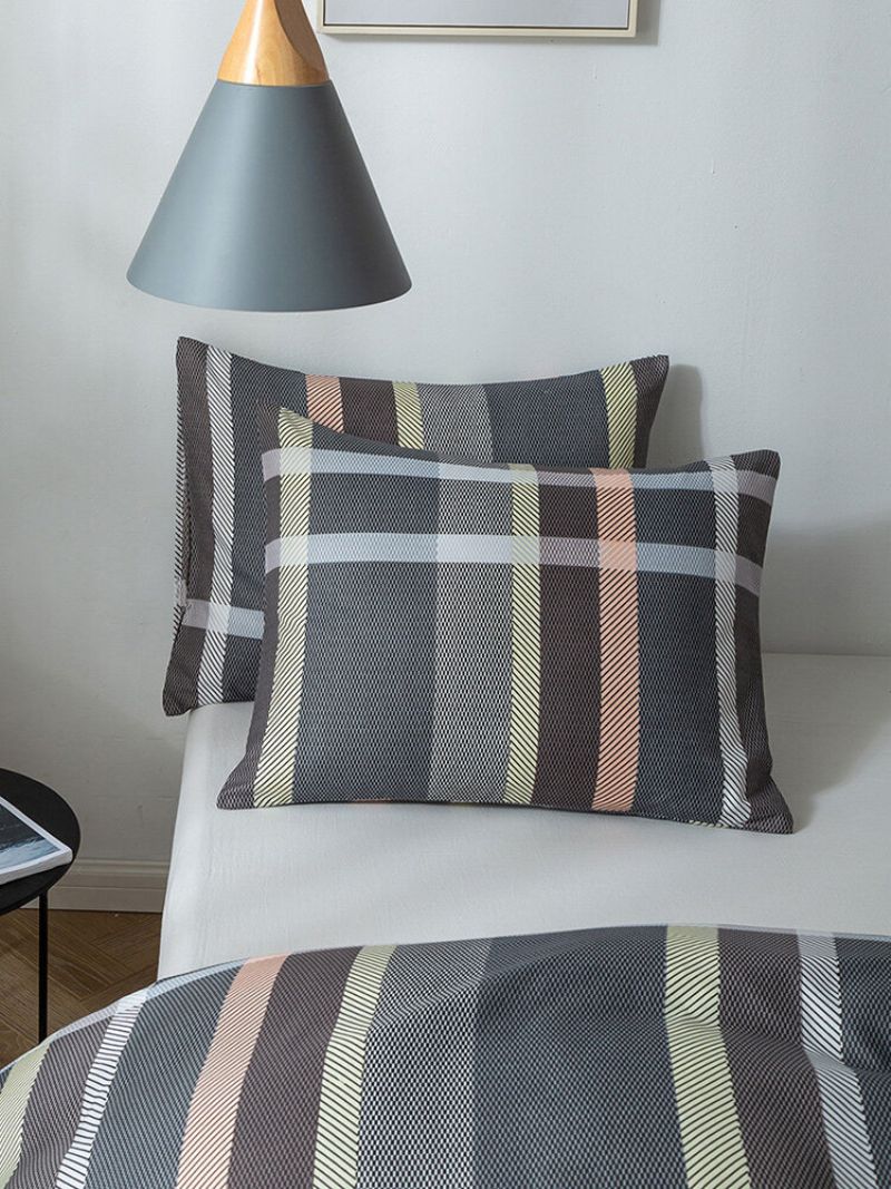 2/3 Stk Stripes Plaid Moderne Kontrastfarge Dynetrekk Sett Putetrekk Voksne Seng Dynesett Twin King