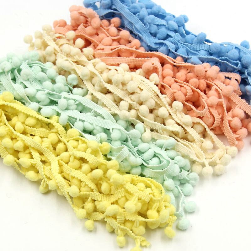 20yards / Lot 10mm Trim Ball Frynser Ribbon Diy Sytilbehør Blondelukking Ulike Farger