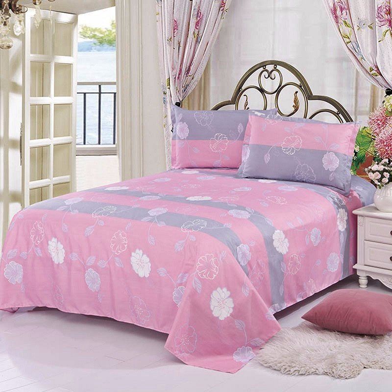 3/ 4 Stk Pink Flower Reactive Printing Sengetrekk Enkel Twin Queen Size Sengesett