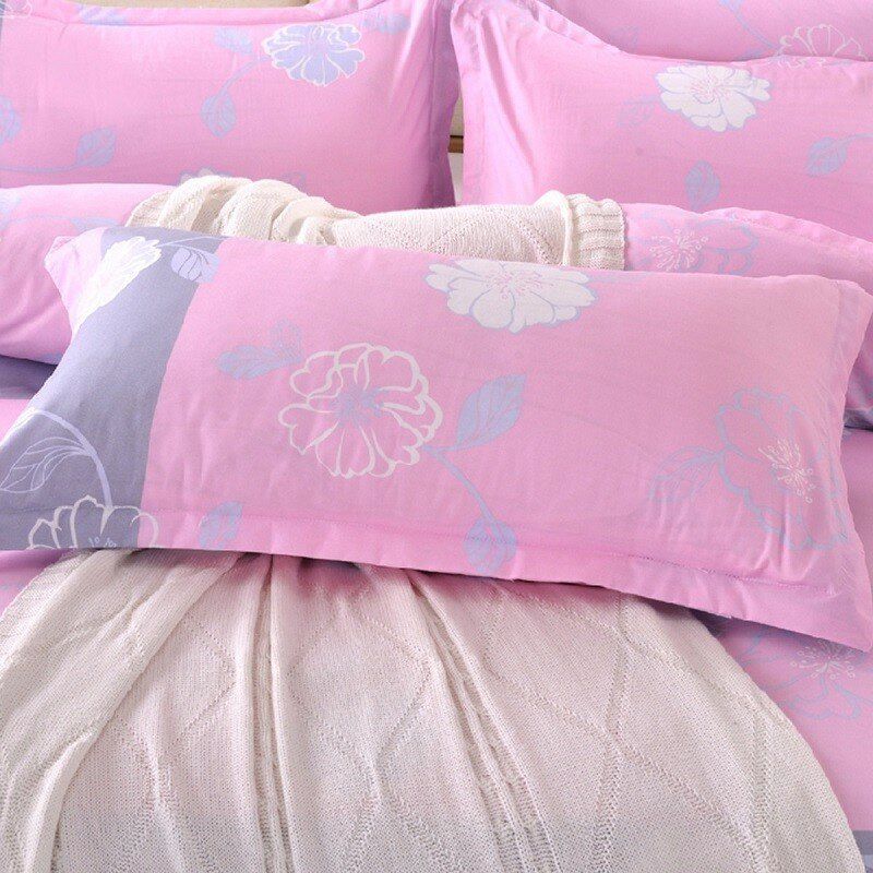 3/ 4 Stk Pink Flower Reactive Printing Sengetrekk Enkel Twin Queen Size Sengesett