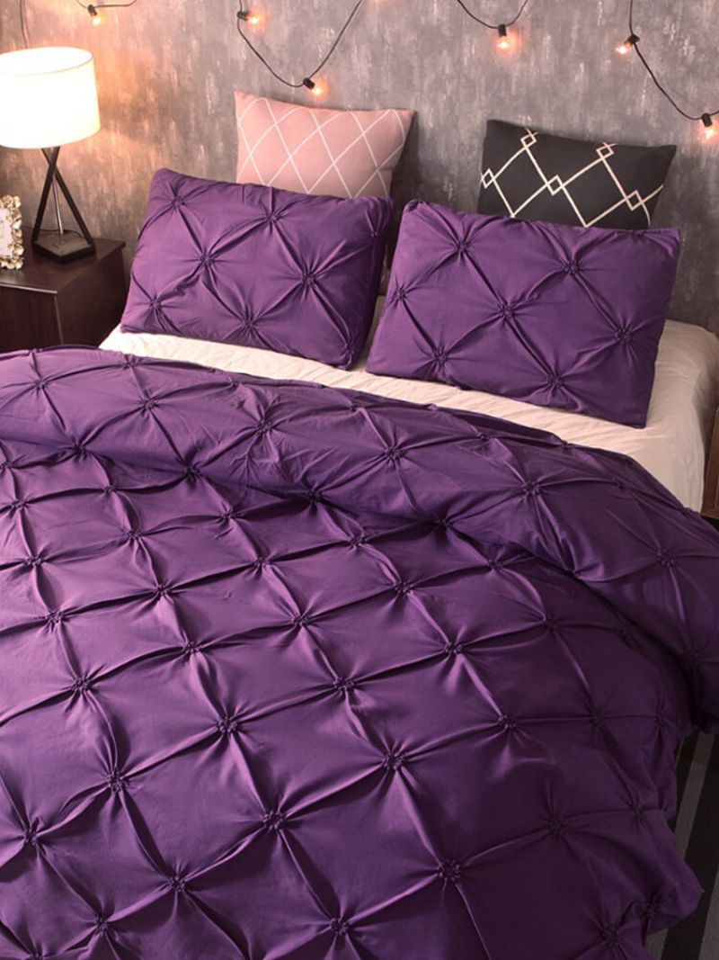 3 Stk Luksus Polyester Ensfarget Sengesett Full Queen King Size Dyne Dynetrekk Putetrekk