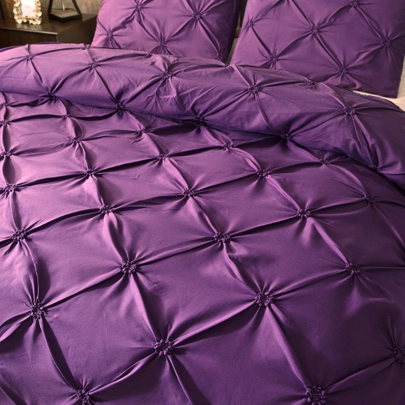 3 Stk Luksus Polyester Ensfarget Sengesett Full Queen King Size Dyne Dynetrekk Putetrekk