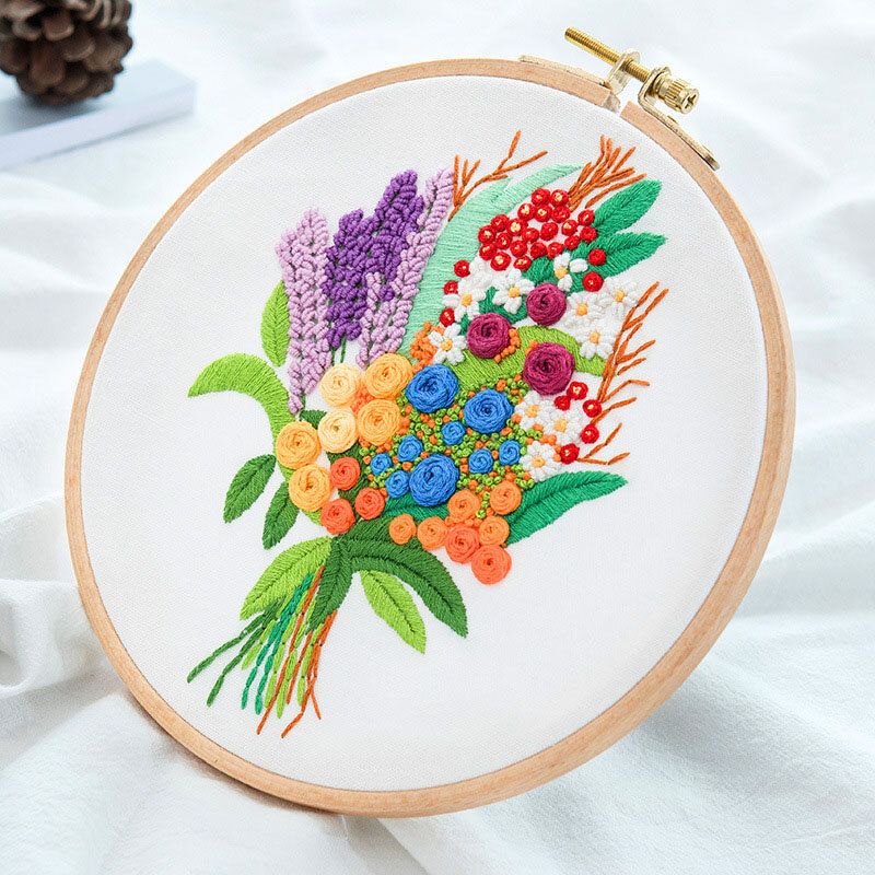 3d Bukett Blomstertrykt 3d Diy Broderisett Kunstsøm Strikkepakke Håndlaget Nybegynner Diy