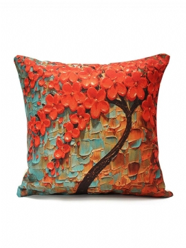 3d Fargerike Tree Flower Putetrekk Bomull Lin Hjem Sofa Dekor