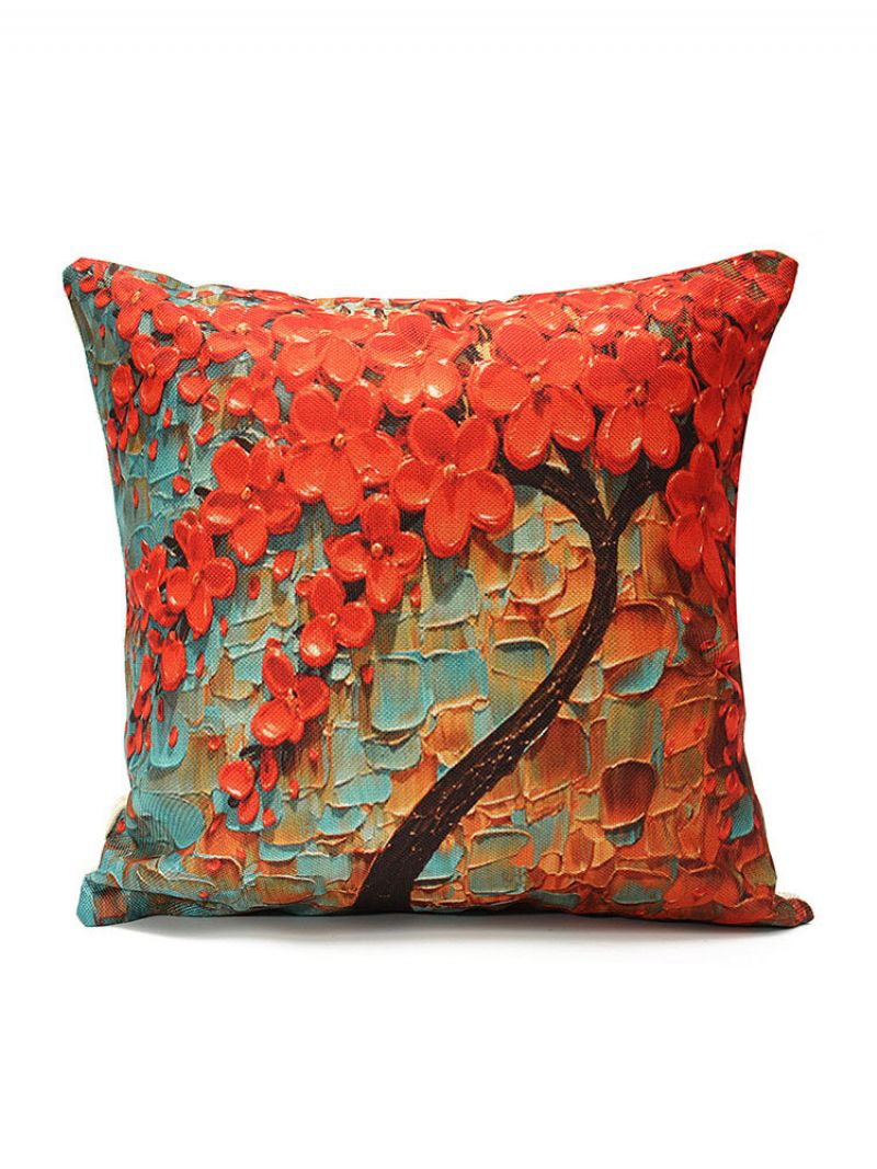 3d Fargerike Tree Flower Putetrekk Bomull Lin Hjem Sofa Dekor