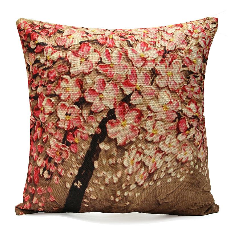 3d Fargerike Tree Flower Putetrekk Bomull Lin Hjem Sofa Dekor