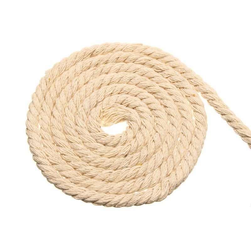 4/5/6 mm Makrametau Naturlig Beige Bomull Twisted Cord Håndverkshåndverk Nytt