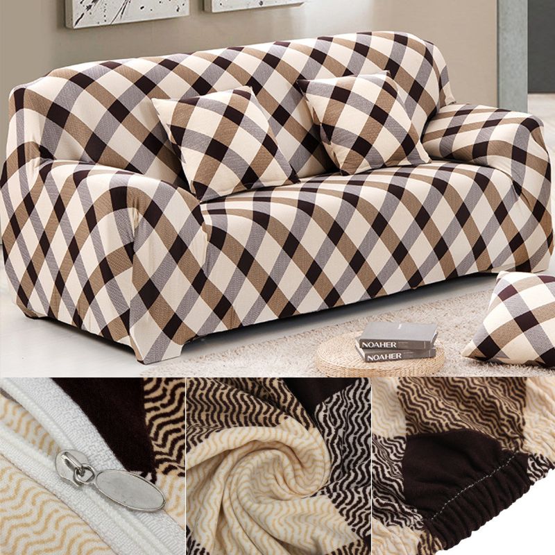 4 Størrelse Stretch Sofa Deksel Lounge Plaid Enkelt Avtagbar Slipcover Møbelbeskytter