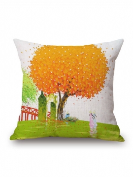 45x45cm Creative Tree Oljemaling Dekorativt Putetrekk Home Decor For Sofa Car