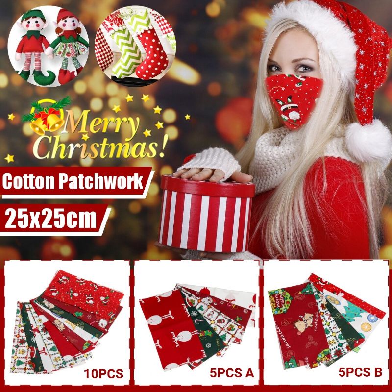 5/10 Stk Cartoon Christmas Series Twill Bomullsstoff Diy Håndlaget Patchwork Systoff