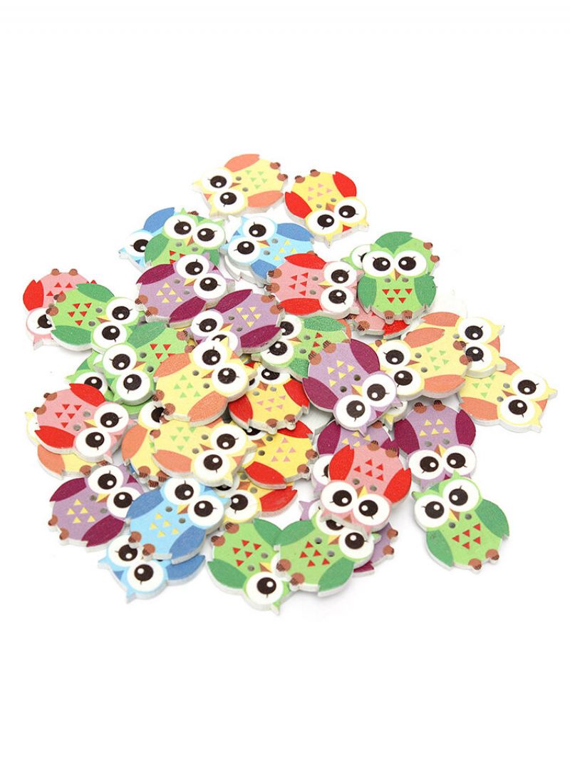 50 Stk Multicolor Ugle Dyr Treknapper 2 Hull Sy Scrapbooking Materiale