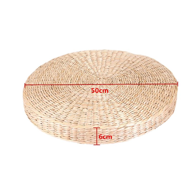 50 X 6 cm Tykk Rund Puff Tatami Naturlig Halm Meditasjonsmatte Pute Gulv Yoga Wicker Mat