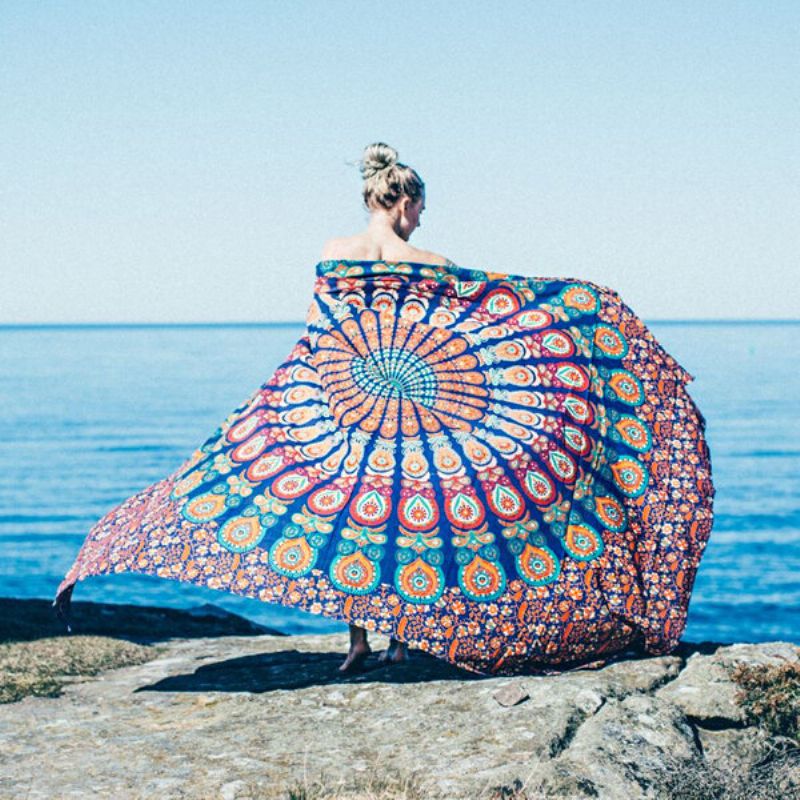 59x83 Tommer Bøhmisk Stil Tynn Chiffon Strand Yogahåndkle Mandala Rektangel Laken Billedvev