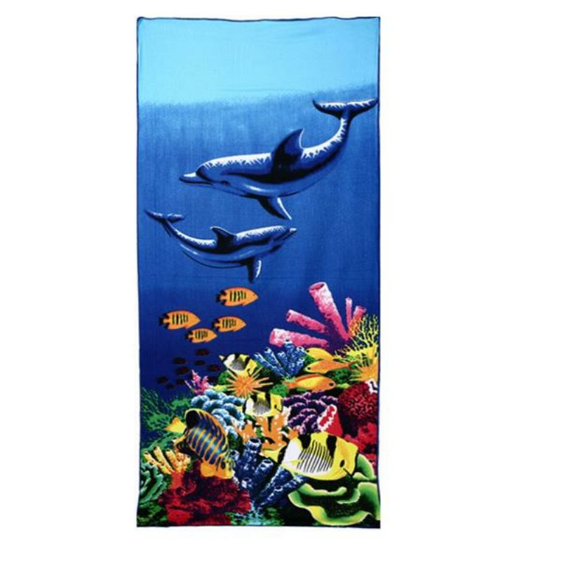 70x150 cm Blå Delfin Pingvintrykk Absorberende Mikrofiber Strandhåndklær Hurtigtørkende Badehåndkle