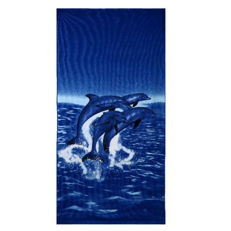 70x150 cm Blå Delfin Pingvintrykk Absorberende Mikrofiber Strandhåndklær Hurtigtørkende Badehåndkle