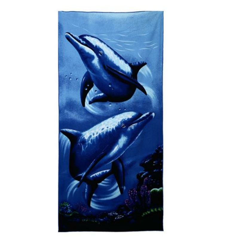 70x150 cm Blå Delfin Pingvintrykk Absorberende Mikrofiber Strandhåndklær Hurtigtørkende Badehåndkle