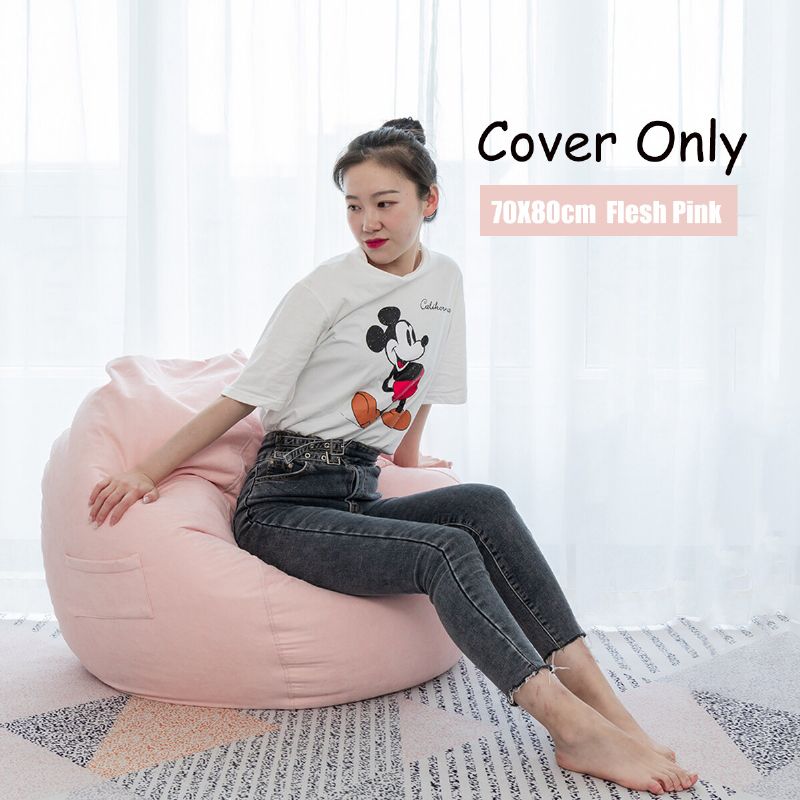 70x80 cm Velvet Bean Bag Stoltrekk Med Lomme Gul Bag Stol For Barn Hjem Stue