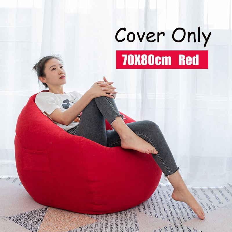 70x80 cm Velvet Bean Bag Stoltrekk Med Lomme Gul Bag Stol For Barn Hjem Stue