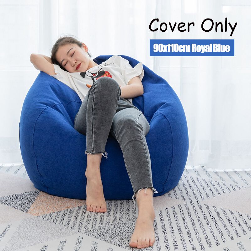 90x110 cm Big Bean Bag Stoltrekk Med Lomme Lin Bag For Voksen Hjem Innendørs