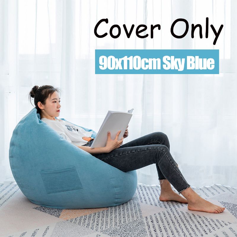 90x110 cm Big Bean Bag Stoltrekk Med Lomme Lin Bag For Voksen Hjem Innendørs