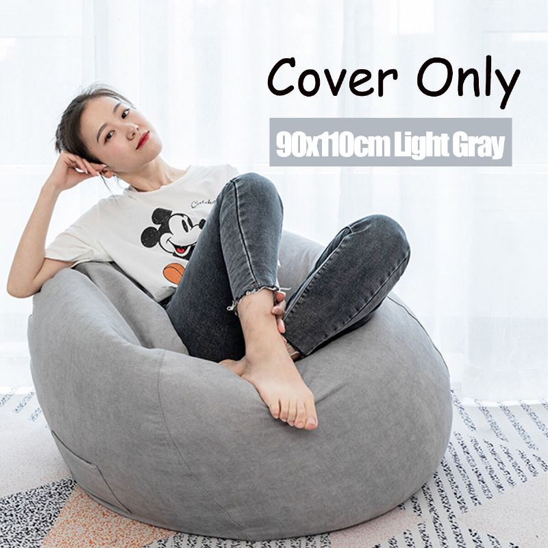 90x110 cm Big Bean Bag Stoltrekk Med Lomme Lin Bag For Voksen Hjem Innendørs