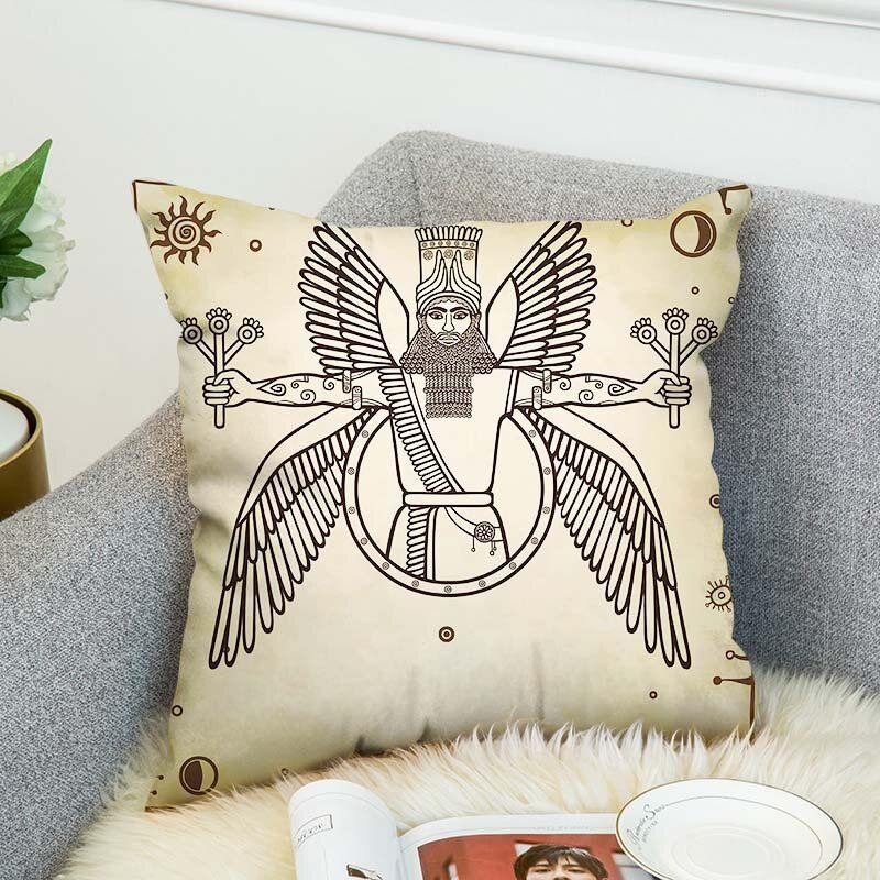 Ab Sided Vintage Egyptisk Stil Plysj Bomull Putetrekk Hjem Sofa Dekor