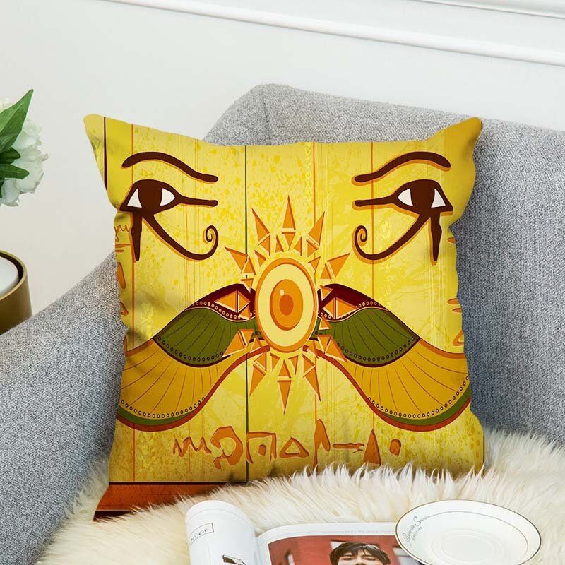 Ab Sided Vintage Egyptisk Stil Plysj Bomull Putetrekk Hjem Sofa Dekor