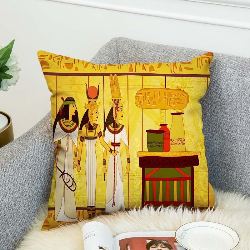 Ab Sided Vintage Egyptisk Stil Plysj Bomull Putetrekk Hjem Sofa Dekor