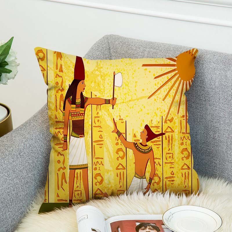 Ab Sided Vintage Egyptisk Stil Plysj Bomull Putetrekk Hjem Sofa Dekor