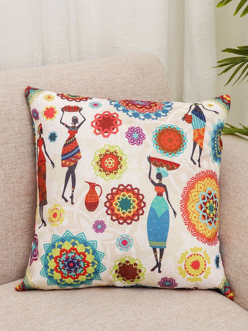 Afrika Indisk Folkestil Trykk Lin Putetrekk Hjem Sofa Art Decor Sete