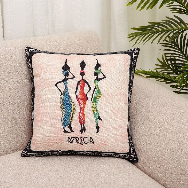 Afrika Indisk Folkestil Trykk Lin Putetrekk Hjem Sofa Art Decor Sete